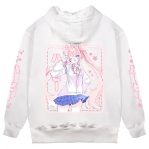 Bun_Mii Schoolgirl White Hoodie