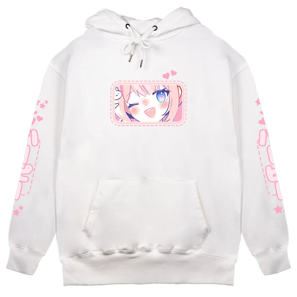 Bun_Mii Schoolgirl White Hoodie