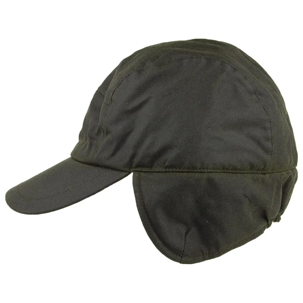Failsworth Lumberjack Waxed Cotton Earflap Baseball Cap - Olive