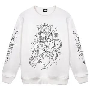 liljuju Cafe Cat Crewneck