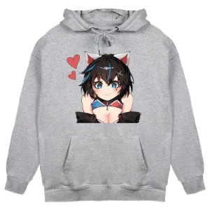 NekoReen My Oshi Meows Hoodie in heather grey