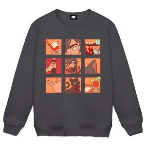 TaigaChama Neko Bartender Charcoal Gray Crewneck